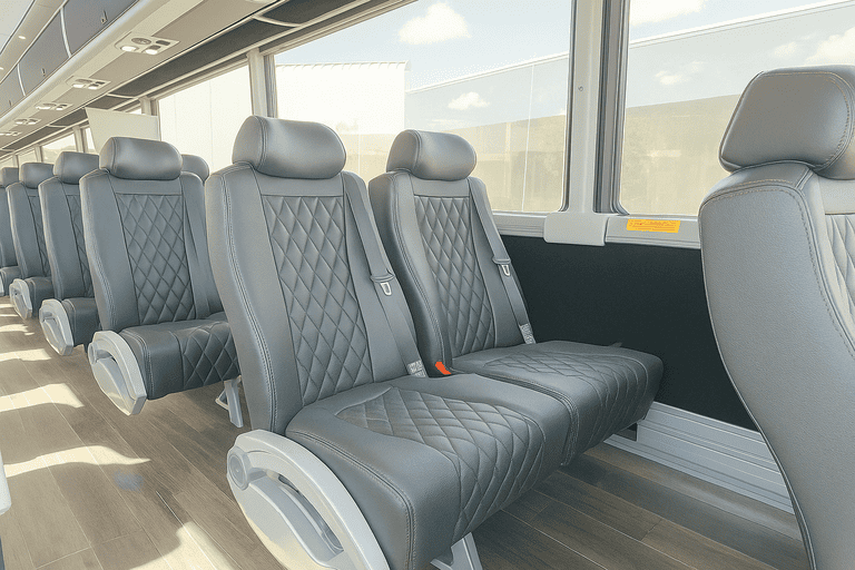 interior of St. George Shuttle Bus Rentals charter bus